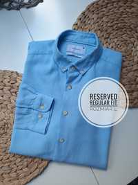 Koszula męska błękitna casual Reserved regular fit bawełna długi rękaw