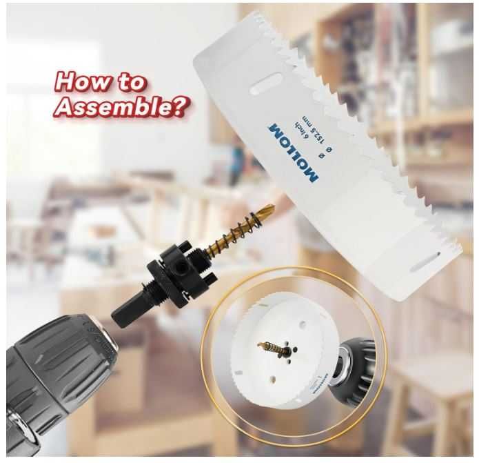 Otwornica bimetalowa 51mm + wiertła prowadzące Mollom