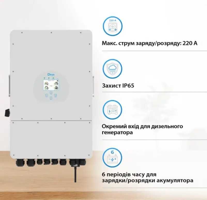 Інвертор Deye SUN-10K-SG02LP1-EU-AM3 1 фаза Гібридний інвертор 10кВт