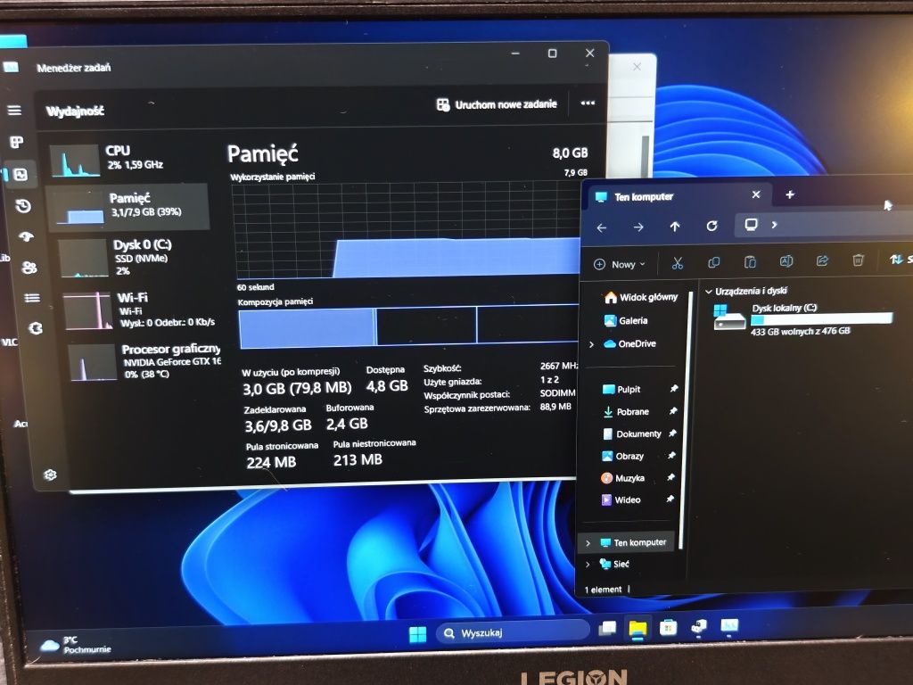 Gamingowy Laptop Lenovo Legion Y540-15IRH SSD 512GB 1660TI I5-9300HF