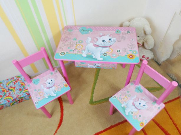 Детский столик и стул "Кошечка Мари" стол-парта стульчик от 1 до 7 лет