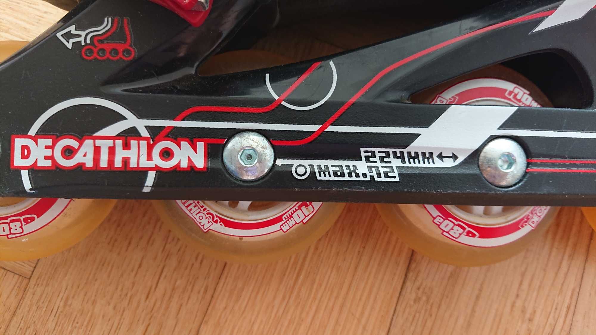 Decathlon rolki regulowane 34-36, kask, ochraniacze plus torba.