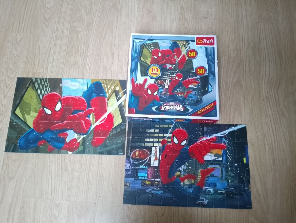 Puzzle 100 spider Man, auta, super zings, Błażej, myszka miki