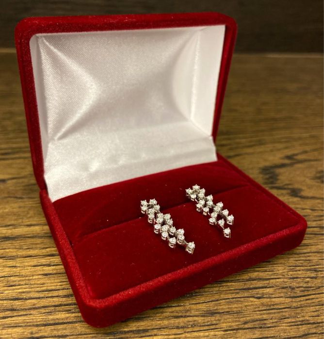 Kolczyki ślubne białe złoto brylanty