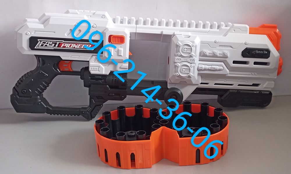 Бластер детский Пулемёт-Автомат на батарейках с мягкими пулями. Nerf