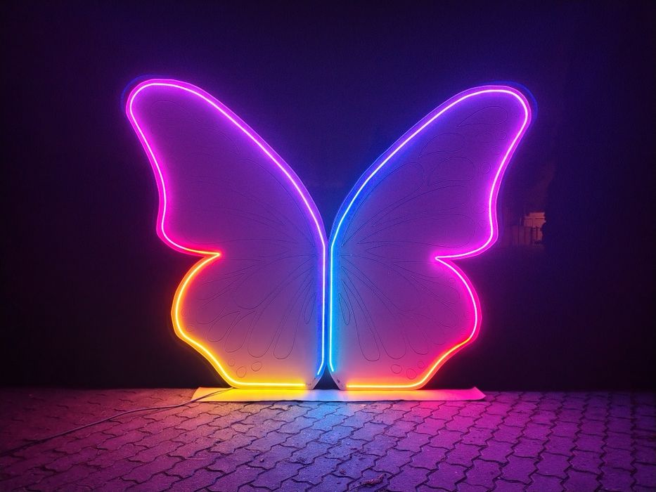 Ścianka dekoracyjna Skrzydła Motyla neon XXL
