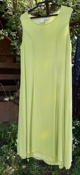 Komplet Zielona długa sukienka i kolorowa narzutka XL