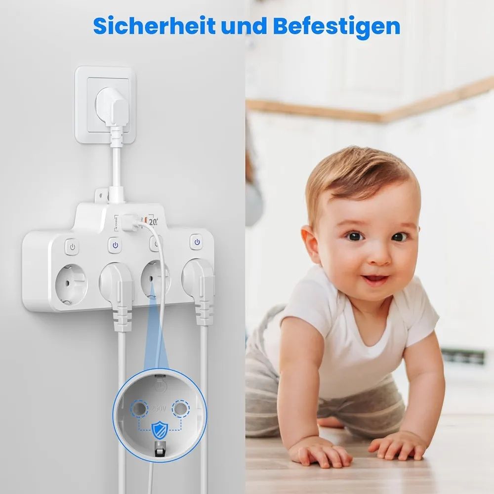 Listwa Zasilająca z ładowarką USB C (PD 20W): wielokrotne gniazdo z pr
