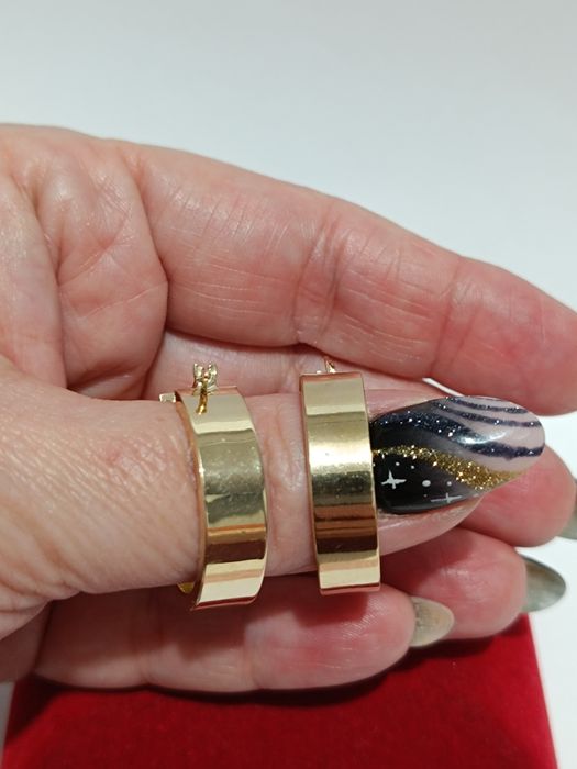 Złote kolczyki koła szerokie średnica 2,5cm, złoto próby 585