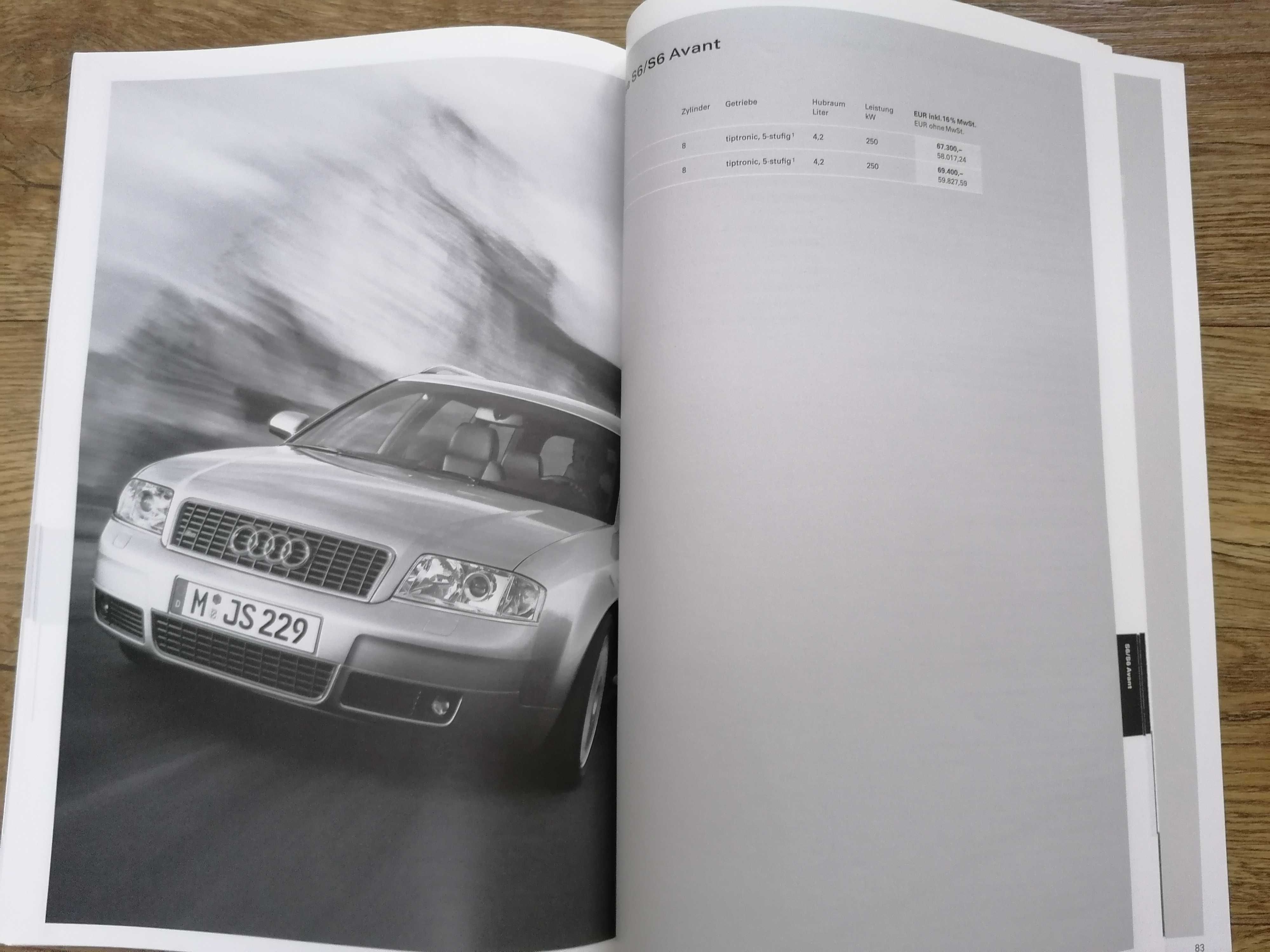 Prospekt Audi A2, A3, A4, A6/S6, TT Cennik