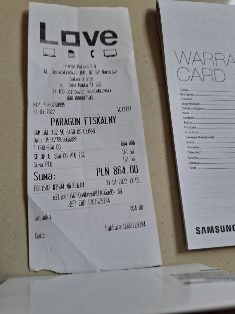 Paragon Smartphone telefon SAMSUNG GALAXY A32  słuchawki bezprzewodowe
