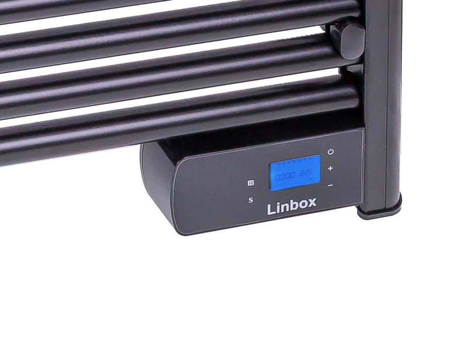 GRZEJNIK ŁAZIENKOWY 500W elektryczny LCD timer termostat czarny