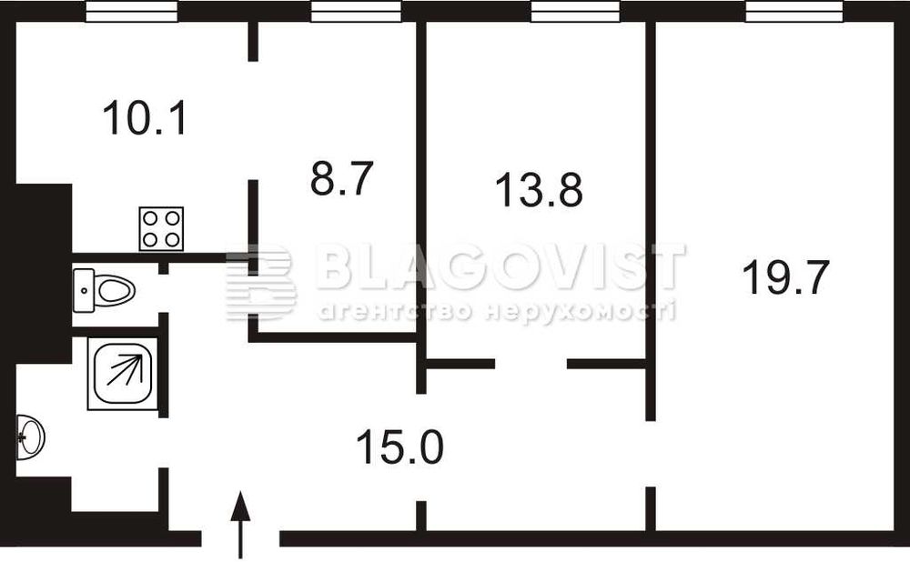 Хрещатик 15 Городецького Заньковецької  Пасаж 3К/72м2