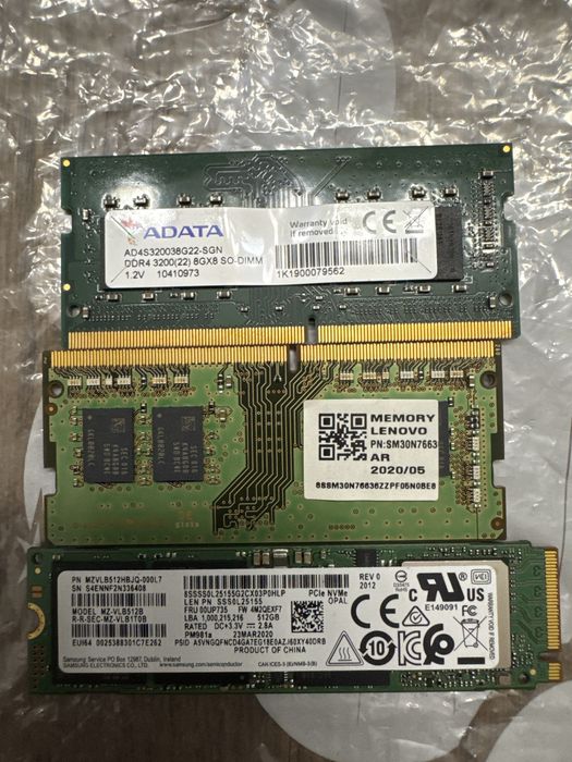 RAM DDR4 16 GB (2×8 GB) + SSD NVMe Samsung 512 GB – laptop