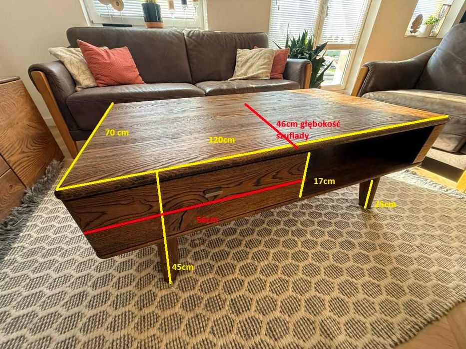Stolik do salonu 120x70 drewniany Vinotti