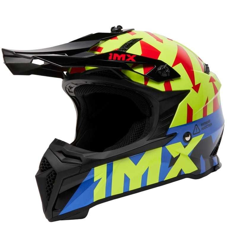 Kask  iMX Racing Fmx-02 Black/Fluo Yellow/Blue/Fluo Red Gloss Graphic