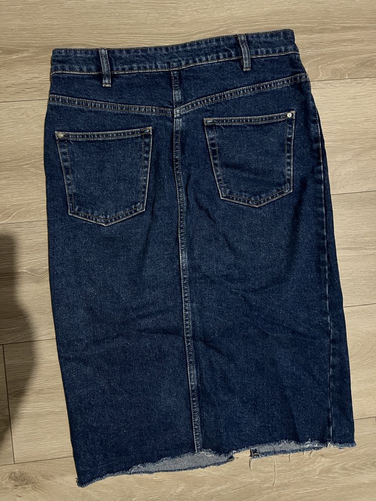 Джинсова спідниця синя з розрізом zara юбка