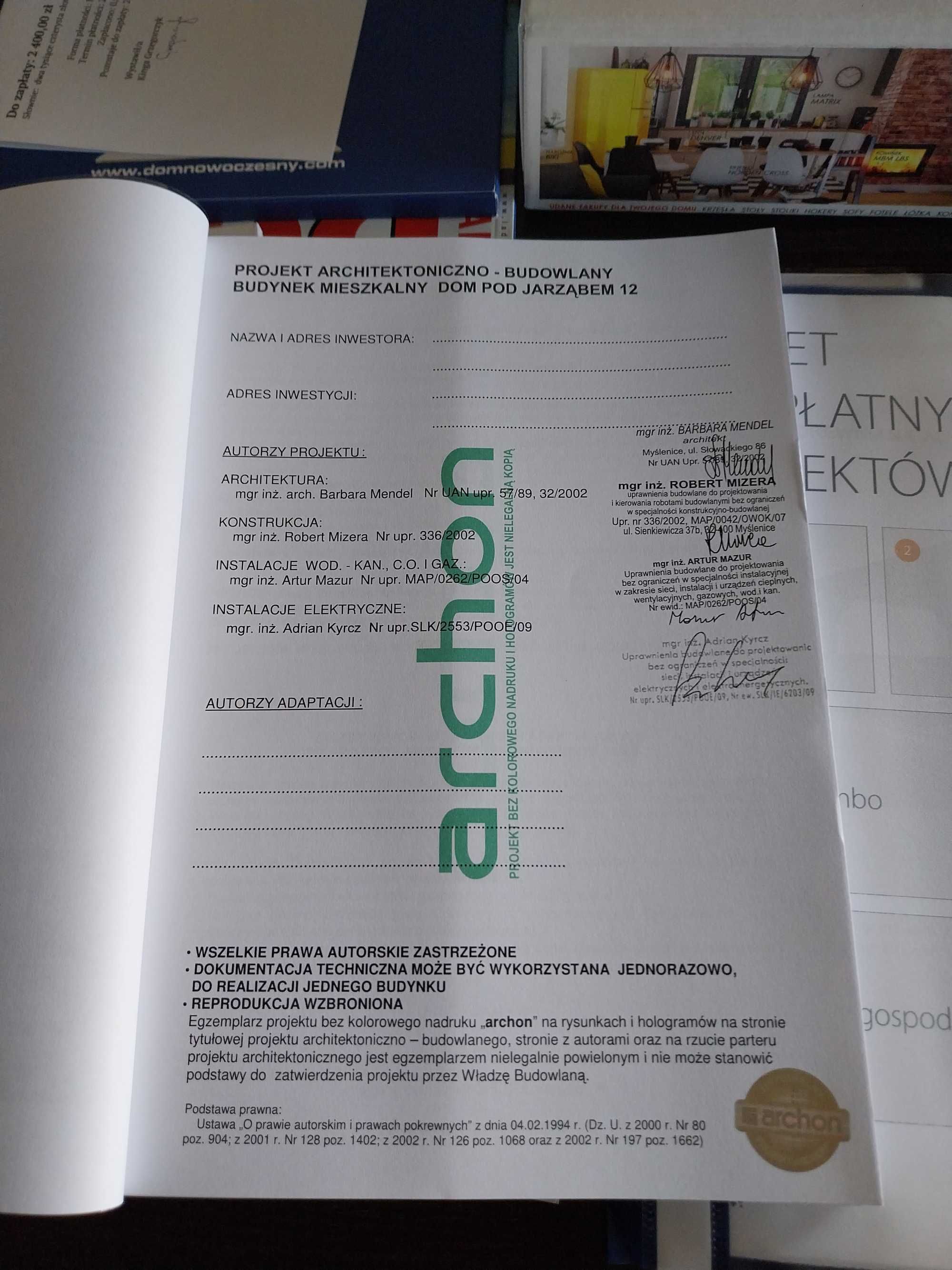 Projekt domu Pod Jarzębem 12 Archon