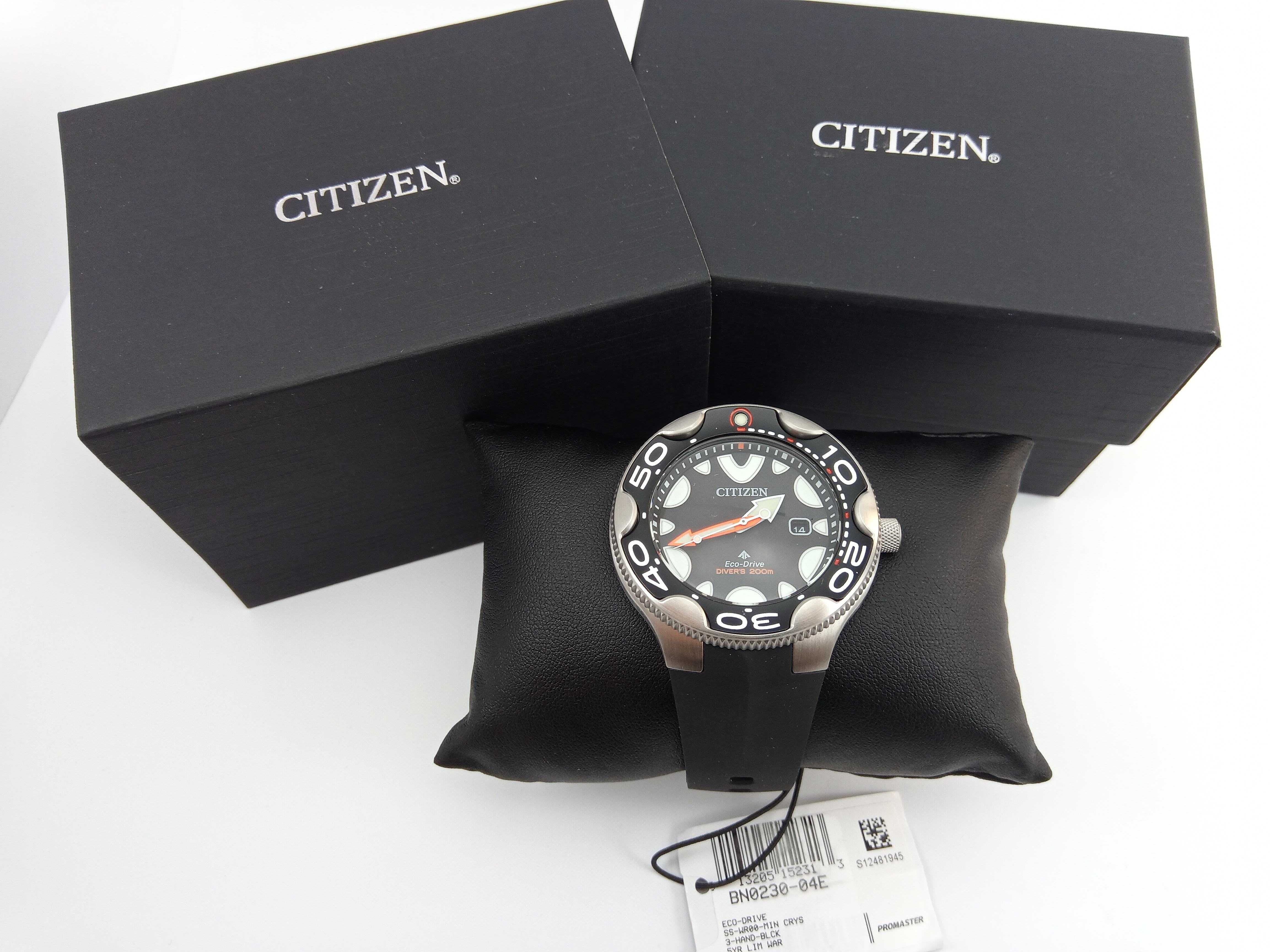 Японские дайверы 200м Citizen Eco-Drive BN0230-04E часы спецсерия Orca