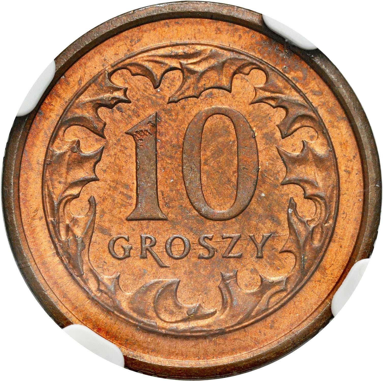Próba Technologiczna Brąz 10 groszy 2006 NGC MS63 - Bardzo Rzadkie