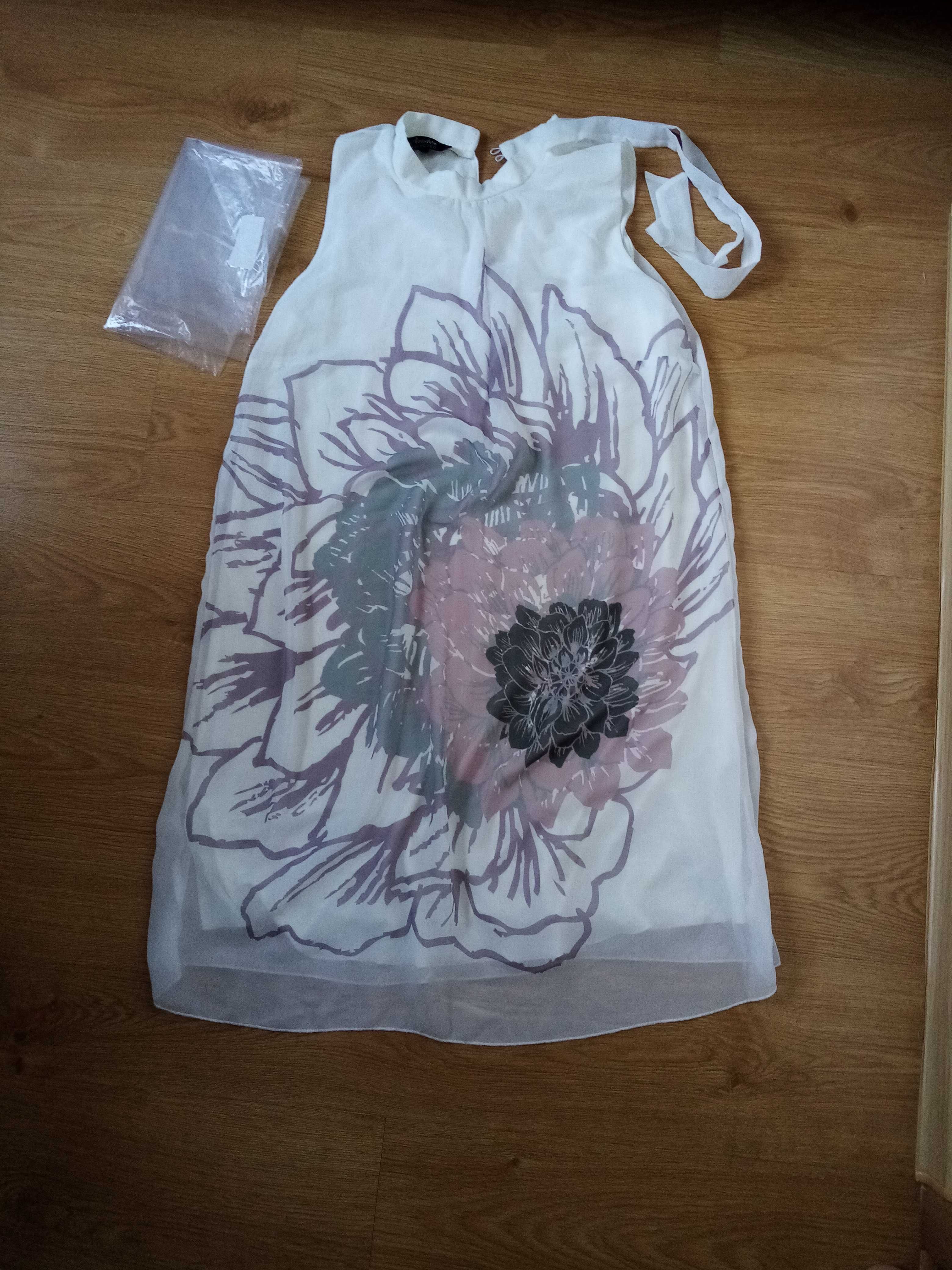 Nowa  sukienka biała z kwiatem - ANISTON - roz 42