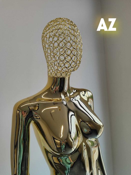 Manekin damski wystawowy  całopostaciowy złoty połysk/srebrny połysk