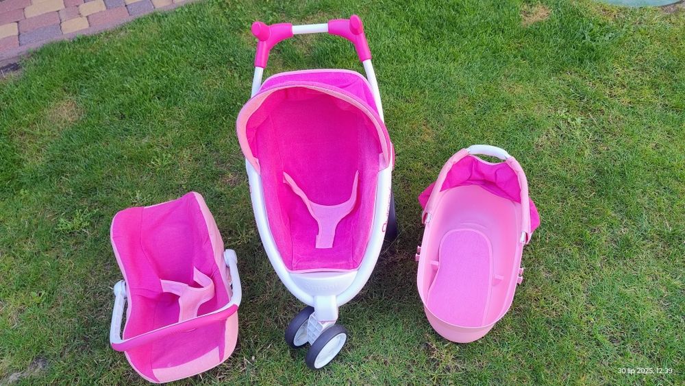 Wózek dla lalek Quinny Smoby różowy 3 części