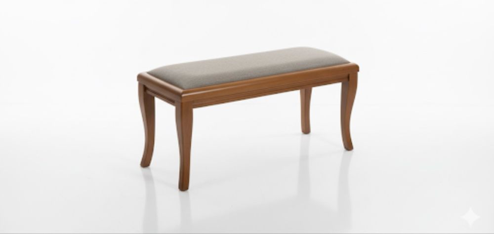 Banco Estofado de Madeira - Vintage