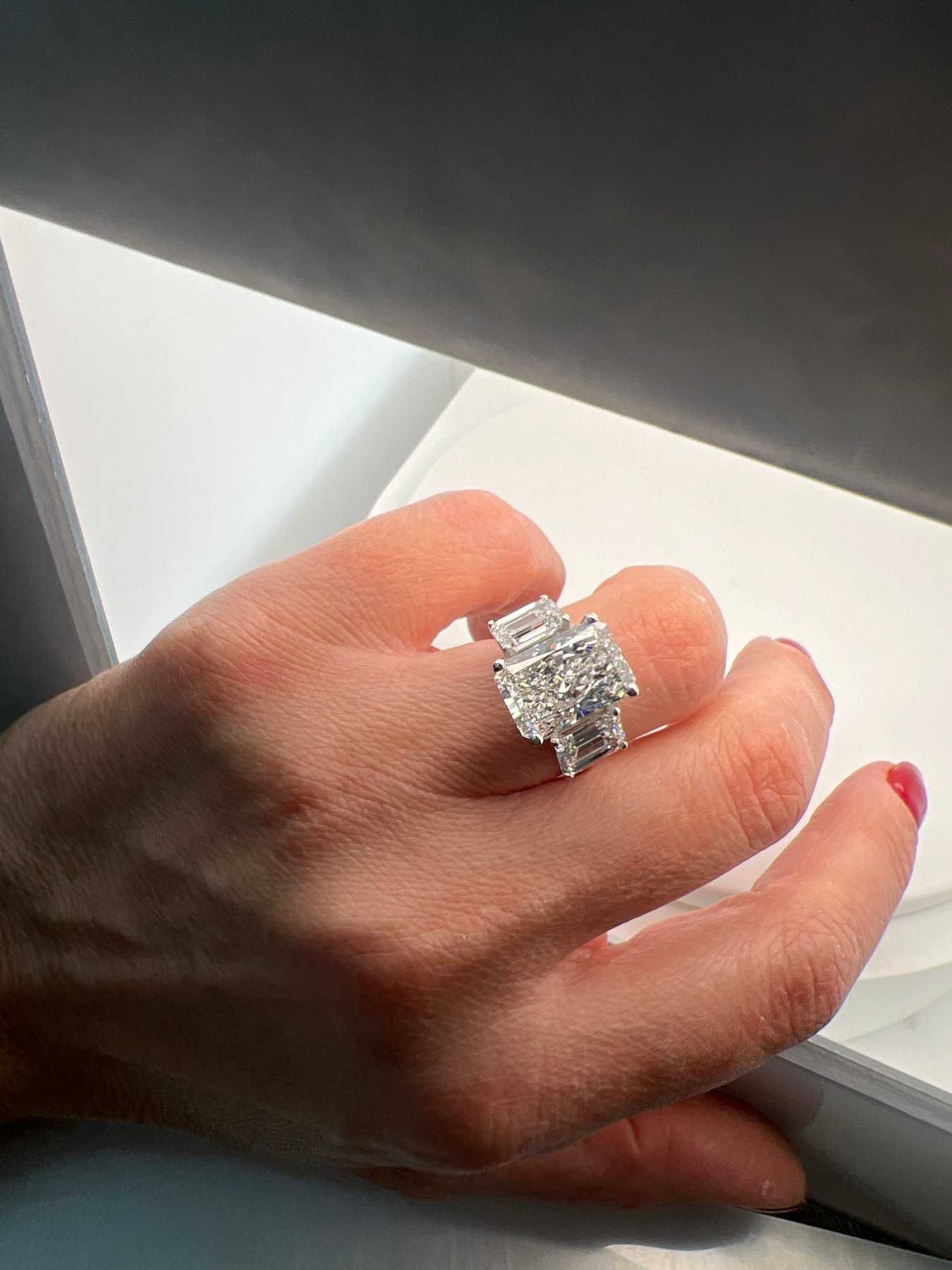 Anel - 14 K Ouro branco - 10.07ct. tw. Diamante