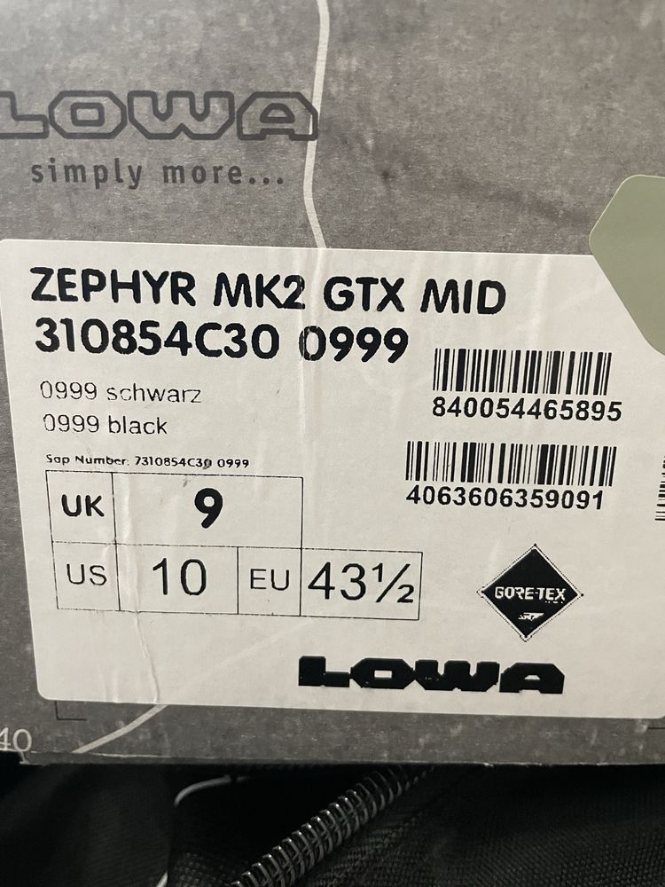 Lowa zephyr mk2 gtx mid 43 1/2 letnie