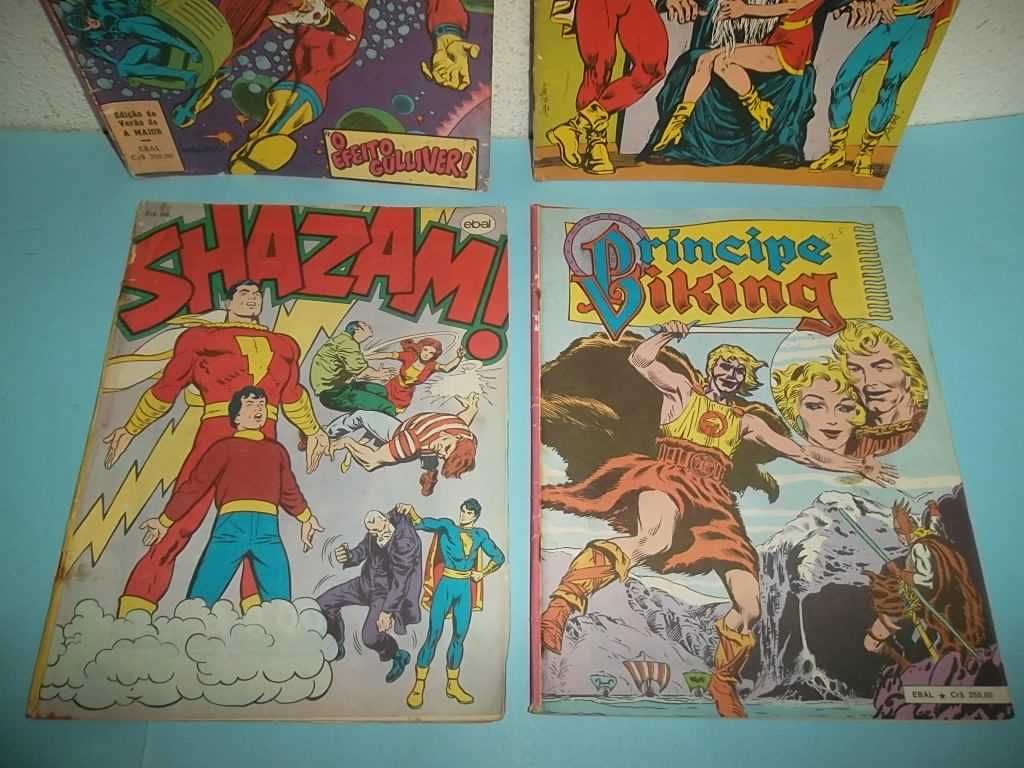 Lote 4 álbuns DC - EBAL - Anos 70. Shazam, Flash, Príncipe Viking.