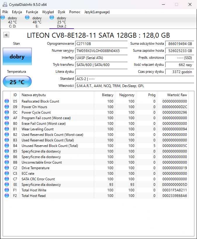 Dysk SSD 128GB M.2 Lite-On 128 GB CV8-8E128-11~ 2280 ~ 80mm PCI-E~ M2