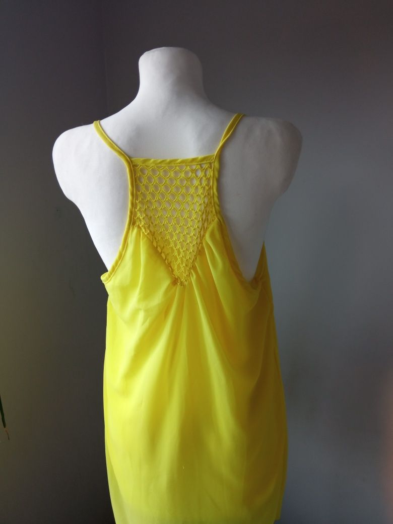 Sukienka letnia żółta ozdobne plecy s m l