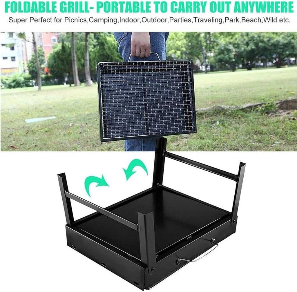 Grill węglowy przenośny turystyczny  ogrodowy na camping 36 x 29 cm