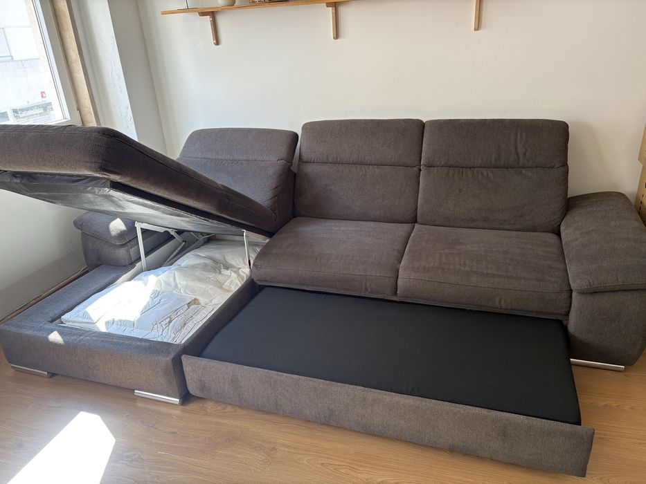 Sofá Chaise longue cama 4 lugares MORIS cor antracite