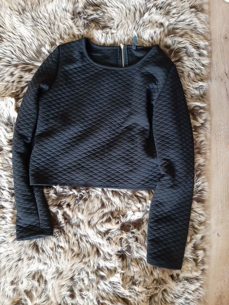 Crop top sweterek gipurowy 3/4 vintage oldschool y2k