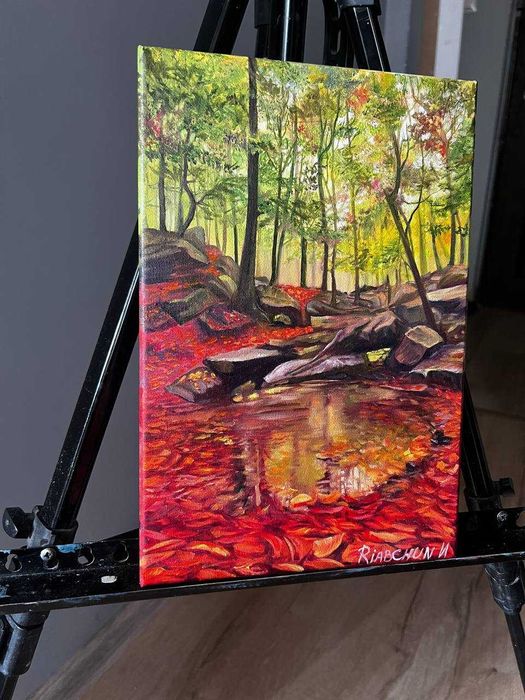 obraz olejny jesień w rubinach