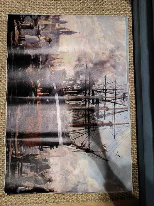 Dwa plakaty: obrazy historyczne, marynistyczne, duże 60x90, 2 sz