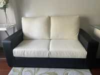 Sofá-cama em pele preto e branco
vidro 110x60 cm
Mesa