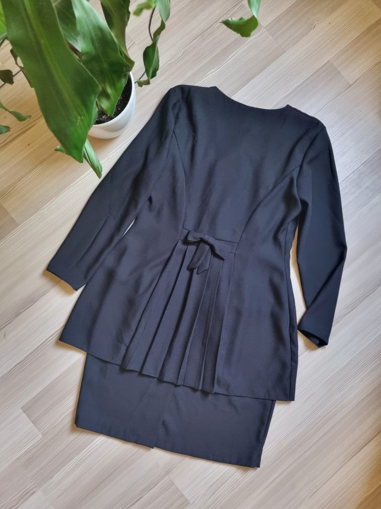 Винтажный платье иммитация костюма черный смокинг юбка
