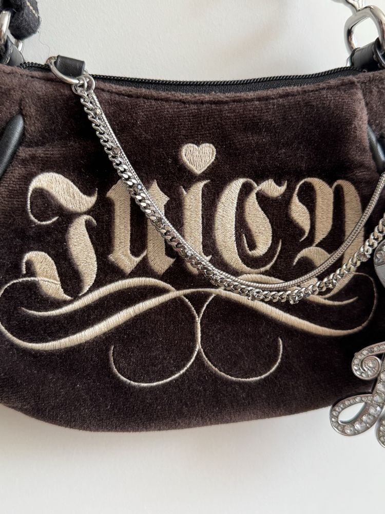 Juicy Couture mini velour handbag torebka bling pluszowa
