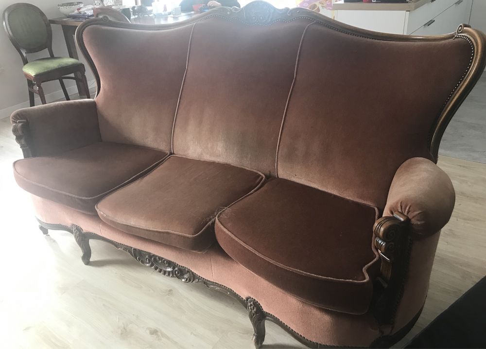 Stylowy zestaw mebli antycznych sofa + 2 fotele