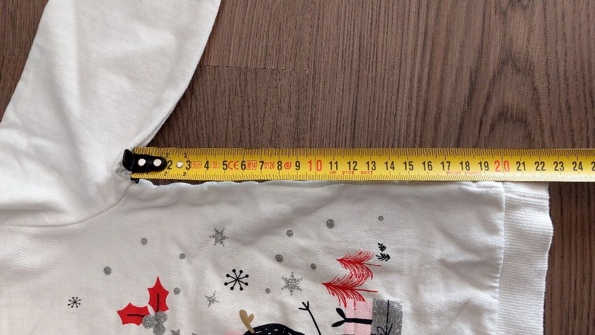 Świąteczna kremowa bluza (renifer, bałwan), rozm. 92