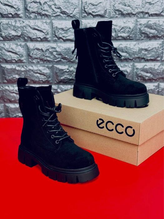 Ботинки ECCO замшевые зимние / недорогие женские ботинки купить зима