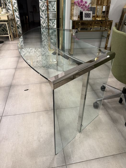 Gallotti Radice President Junior wlsokie srebrne biurko szklane duze