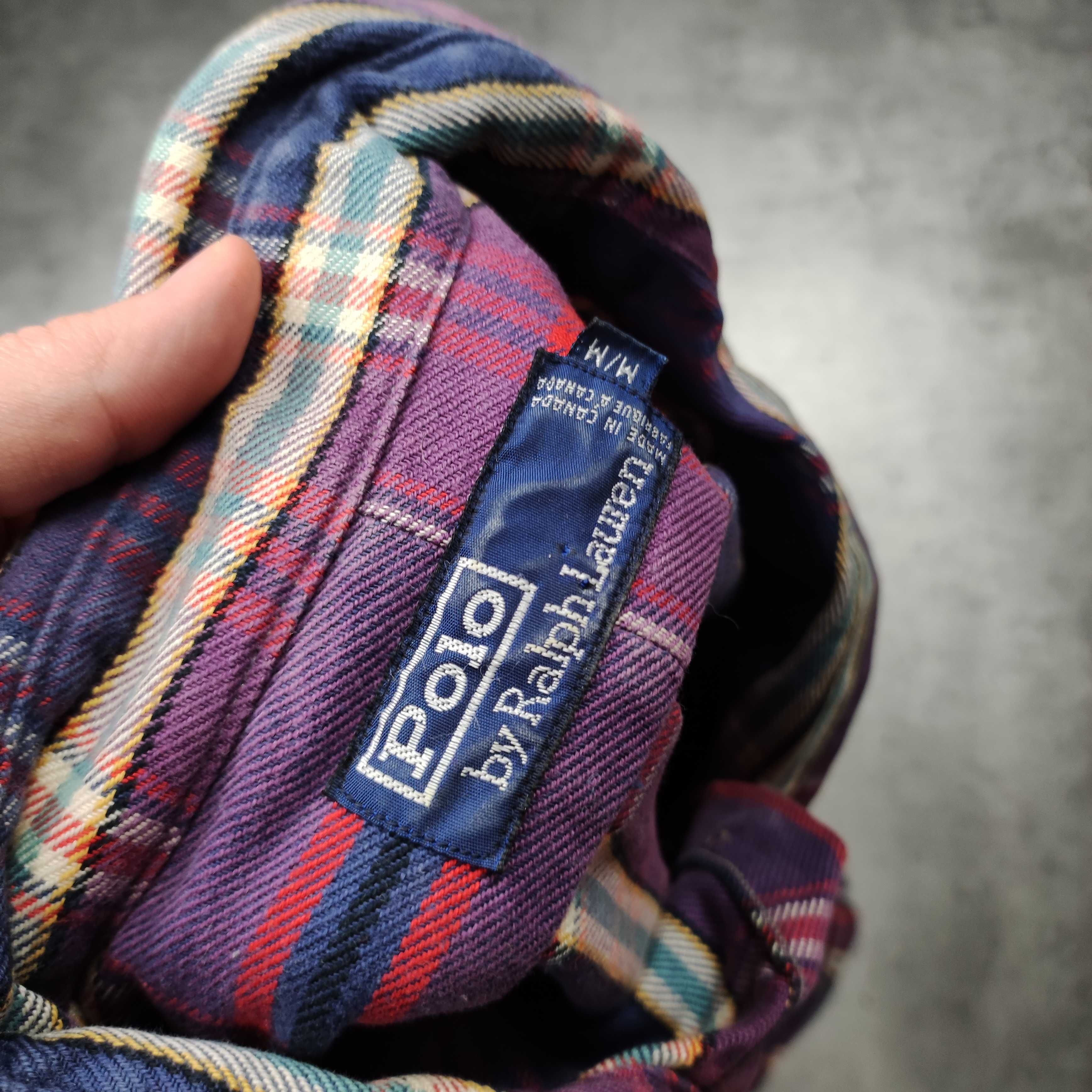 MĘSKA Grubsza Koszula Elegancka KRATKA Logo Kolorowa Polo Ralph Lauren