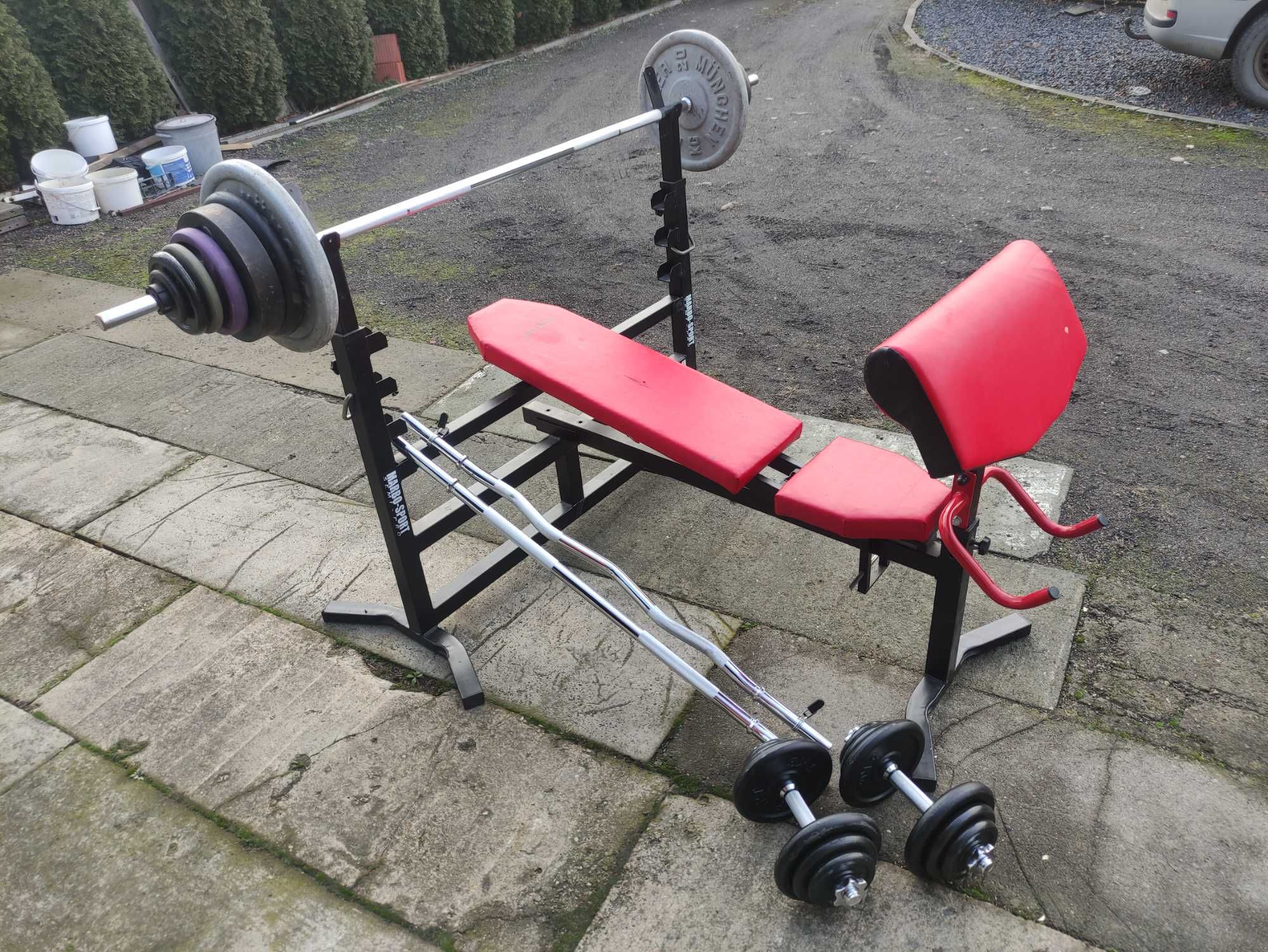 Ławka ławeczka regulowana MARBO obciążenie żeliwo 145kg GRYFY Hantle