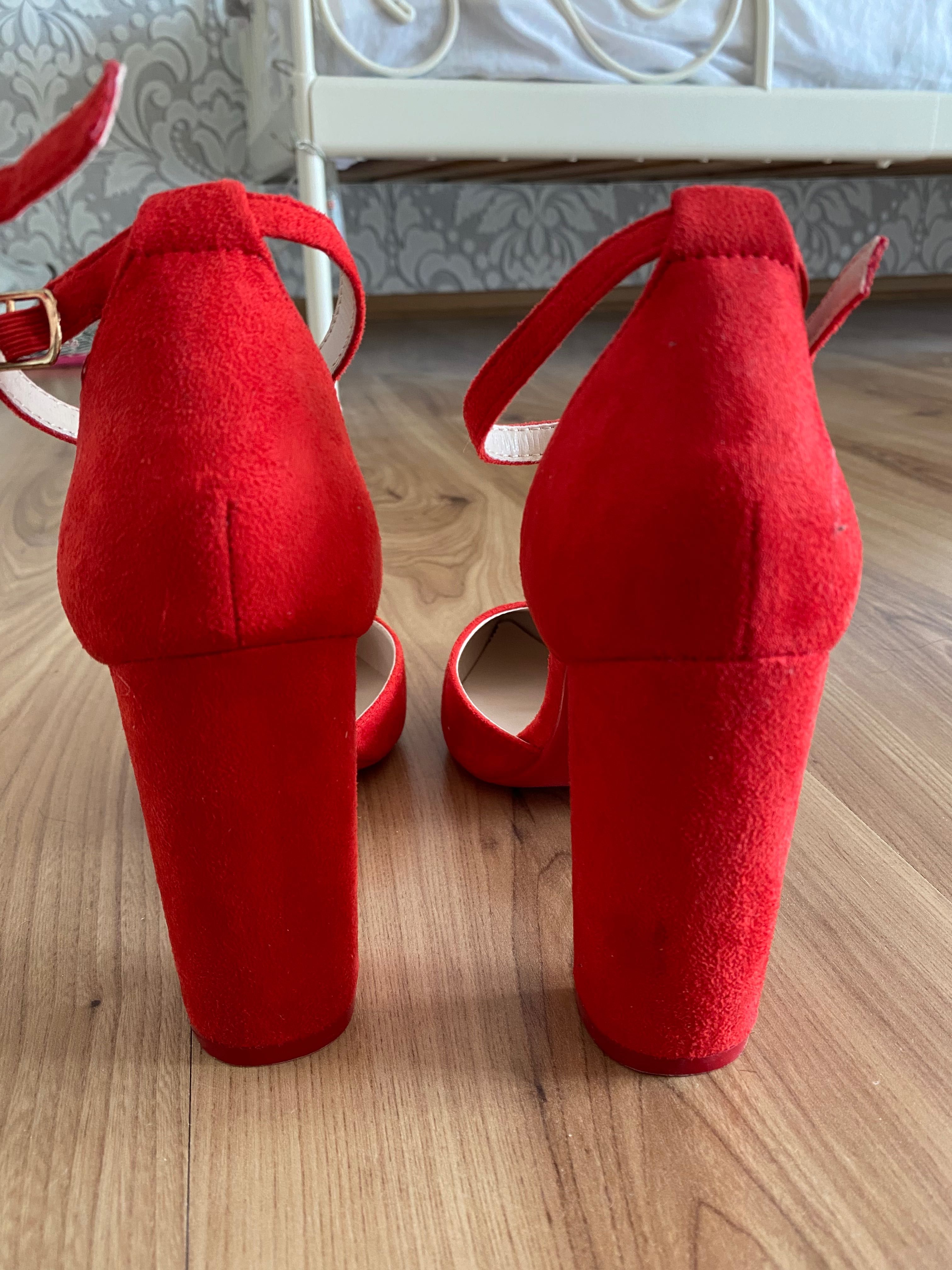 Buty szpilki słupek deezee nowe czerwone ceglastoczerwone sandałki