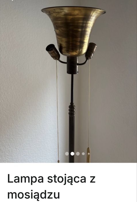 Lampa mosieżna stojąca  wys. 175 cm