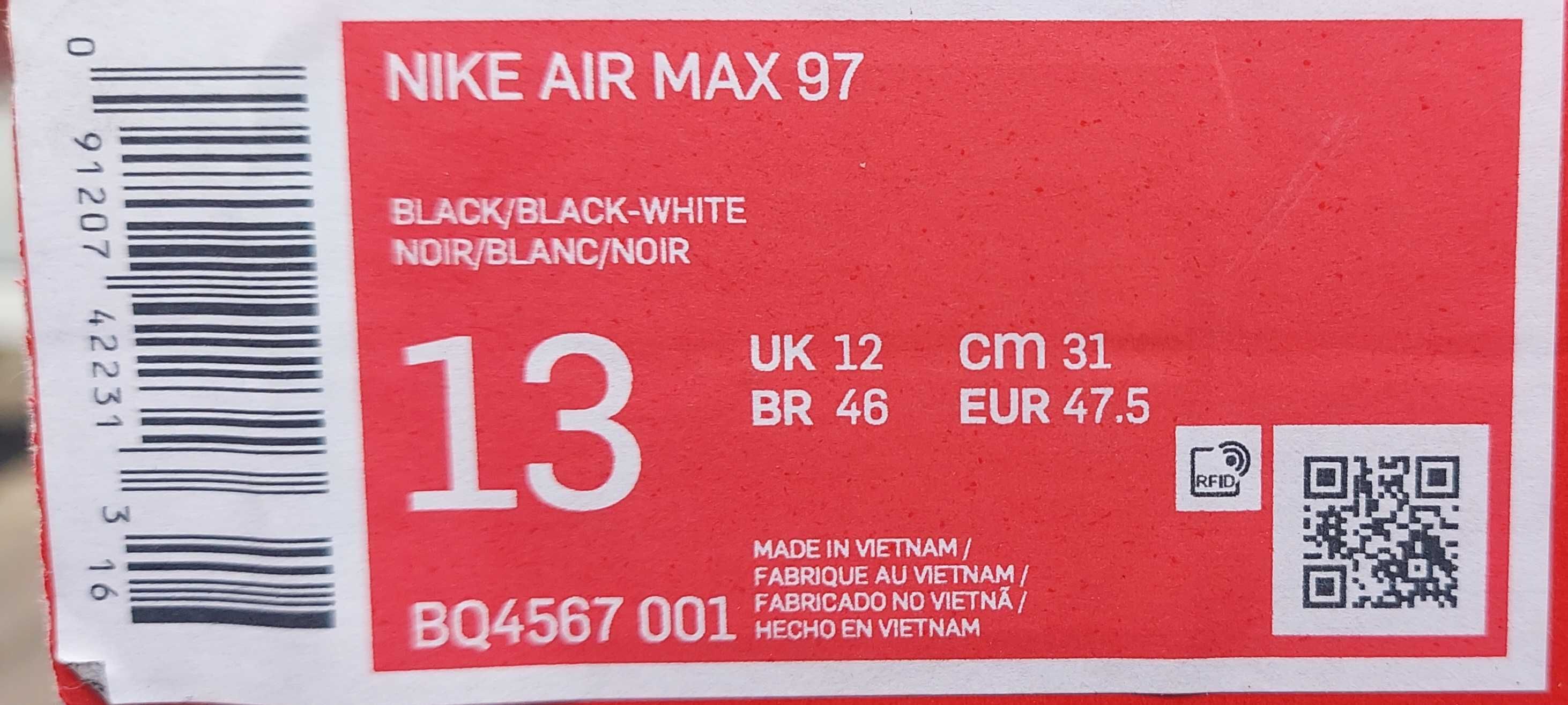 Nike Air Max 97 Triple Black 13US 47,5